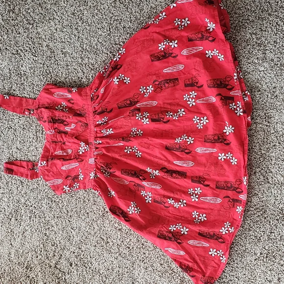 Disney Lilo And Stitch Red Mini Dress Tropical Hawaiian Keyhole Peakaboo Bodice - Picture 3 of 8